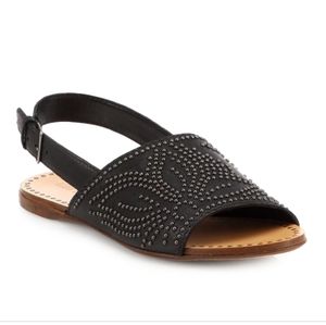 Miu Miu Black Studded Floral Sandals